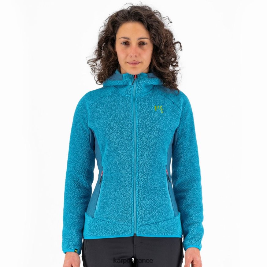 femmes Karpos atoll bleu Sweat à capuche des années 80 avec polaire 28PL681114