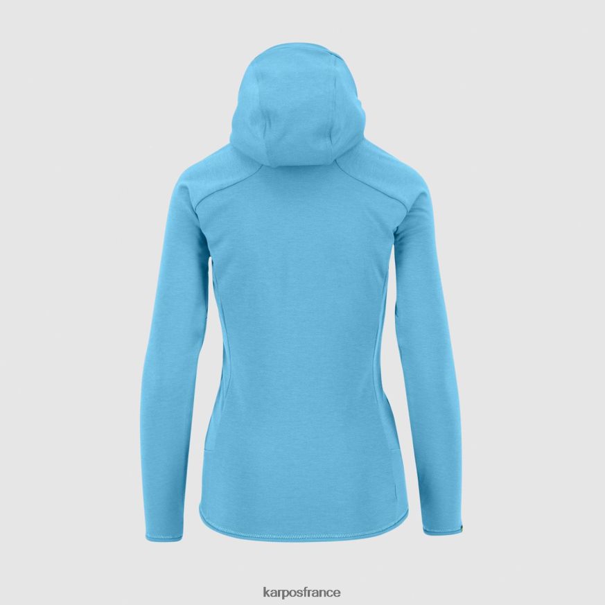 femmes Karpos atoll bleu mezzodi sweat à capuche avec polaire 28PL681149