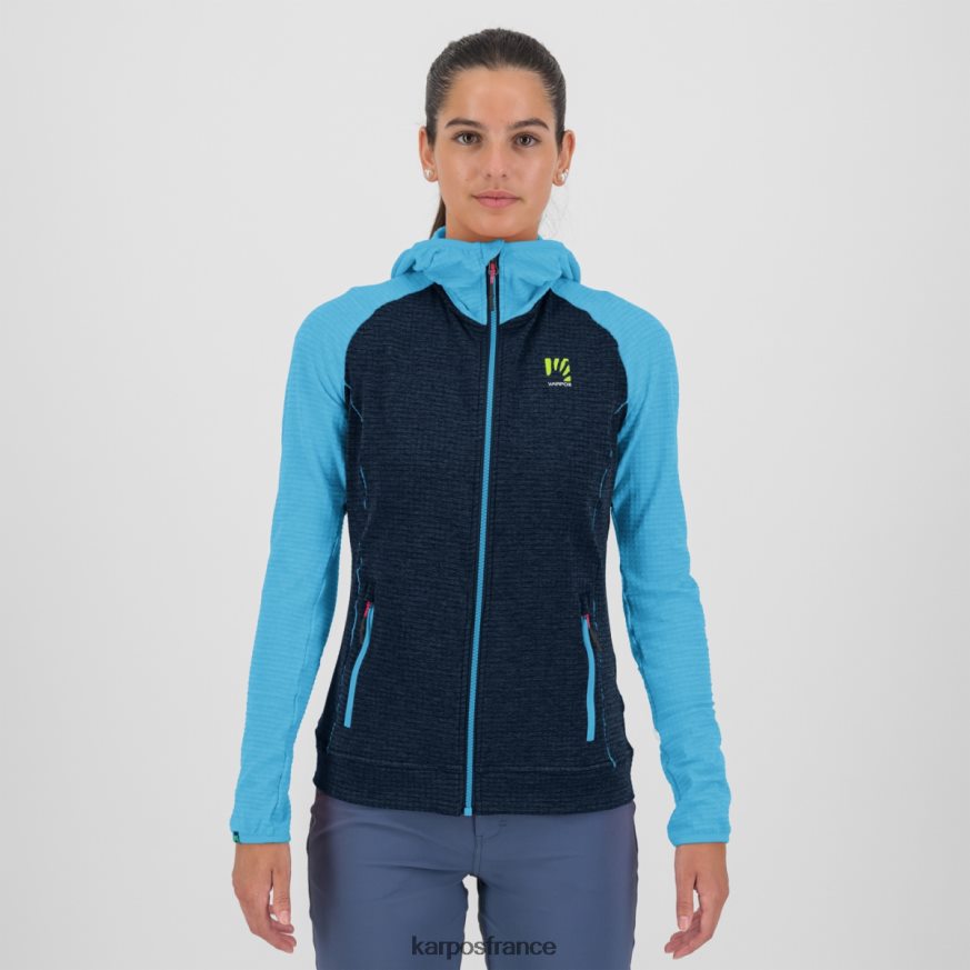 femmes Karpos capitaine du ciel/atoll bleu ambrizzola w sweat à capuche entièrement zippé 28PL681164