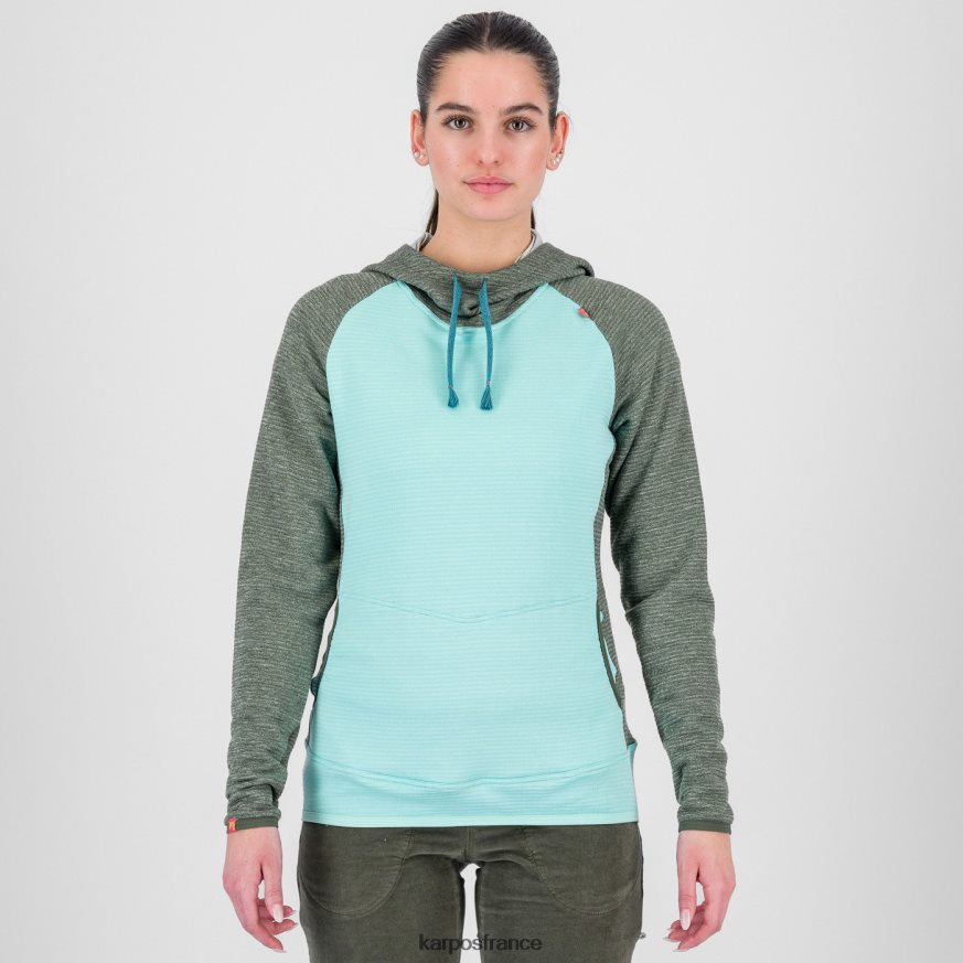 femmes Karpos ciel aqua/thym camoscio w sweat à capuche 28PL681172