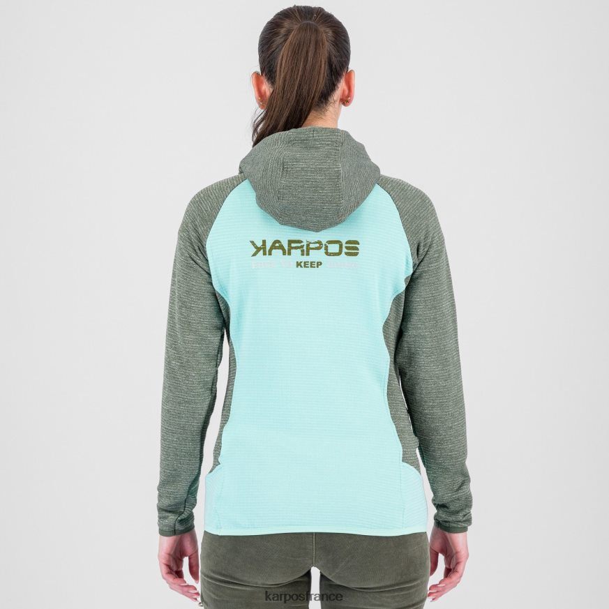femmes Karpos ciel aqua/thym camoscio w sweat à capuche 28PL681172