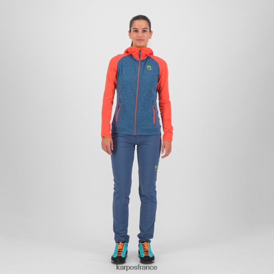 femmes Karpos indigo vintage/corail chaud ambrizzola w sweat à capuche entièrement zippé 28PL681165