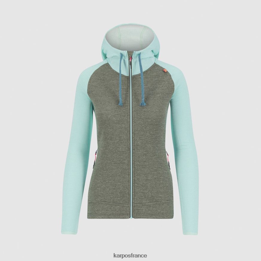 femmes Karpos thym/ciel aqua camoscio avec capuche entièrement zippée 28PL681120