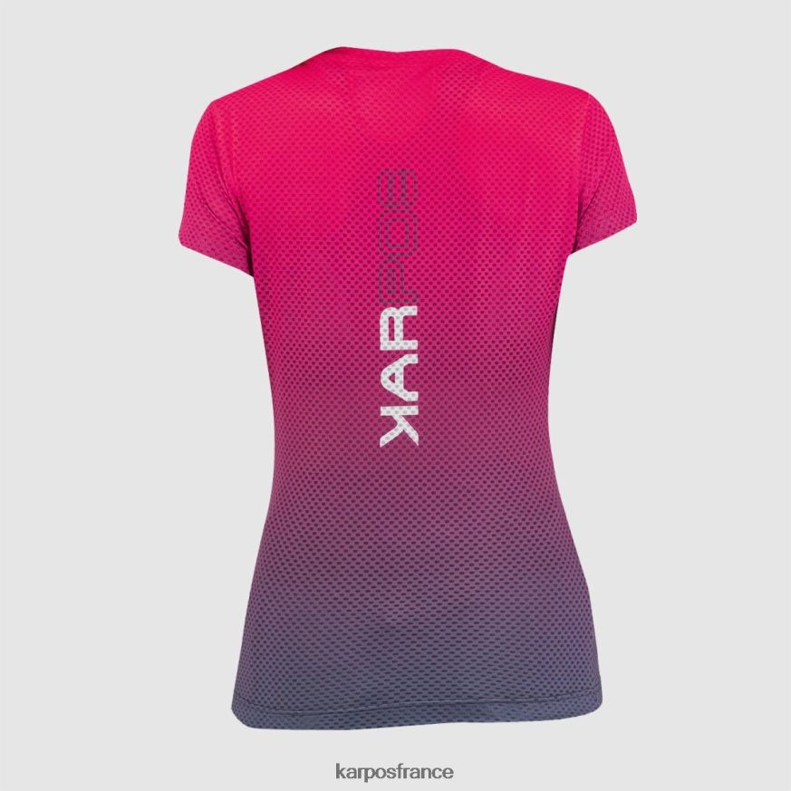 femmes Karpos bleu dégradé/cabaret t-shirt verve mesh 28PL681317