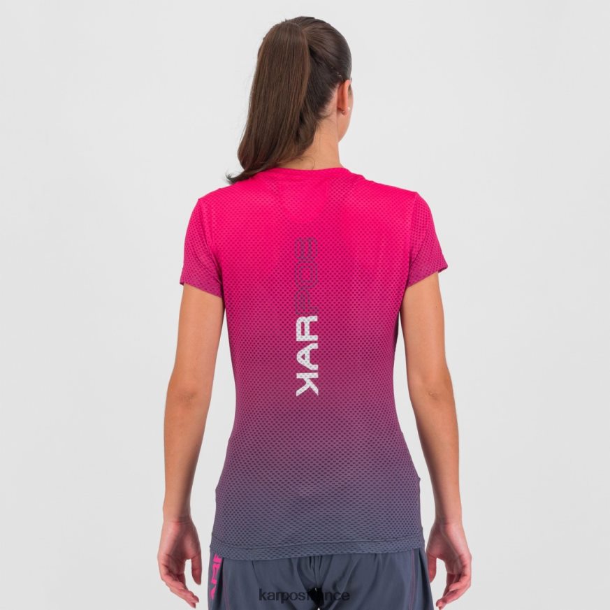 femmes Karpos bleu dégradé/cabaret t-shirt verve mesh 28PL681317