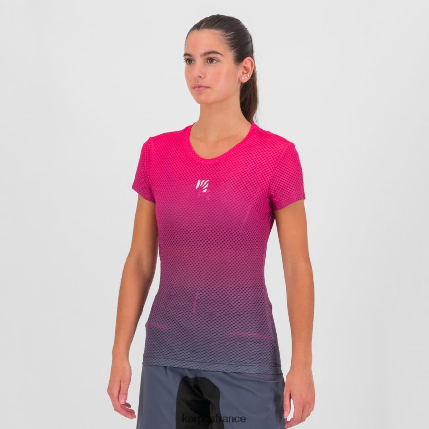 femmes Karpos bleu dégradé/cabaret t-shirt verve mesh 28PL681317