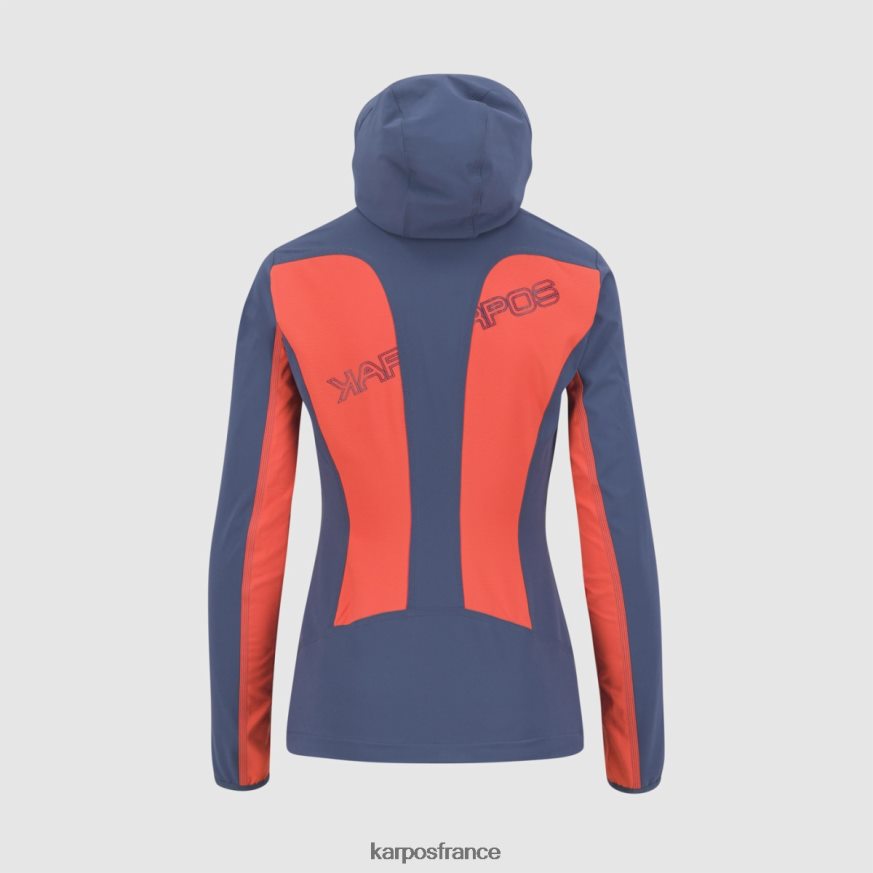 femmes Karpos corail chaud/indigo vintage parete w veste 28PL681097