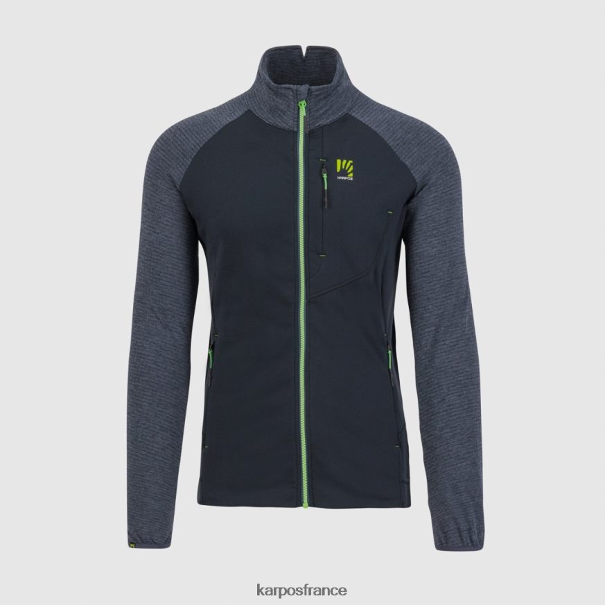 Hommes Karpos noir/bleu ombre/vert jasmin polaire entièrement zippée pizzocco evo 28PL68209