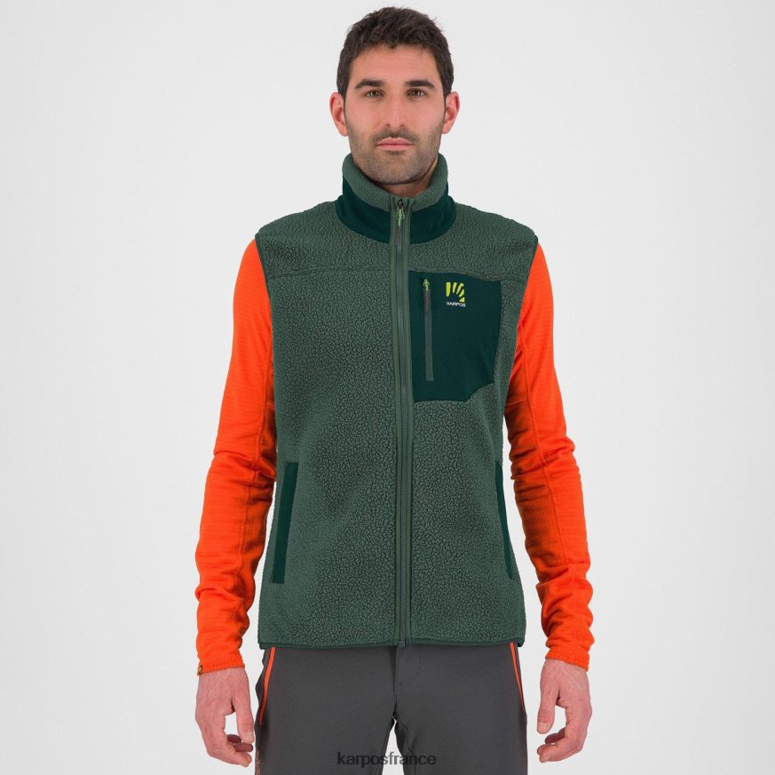 Hommes Karpos vert jungle/forêt gilet polaire des années 80 28PL68152