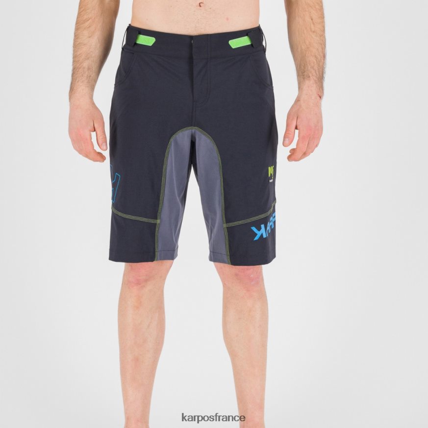 Hommes Karpos noir/bleu ombre/vert fluo short balistique evo 28PL68674