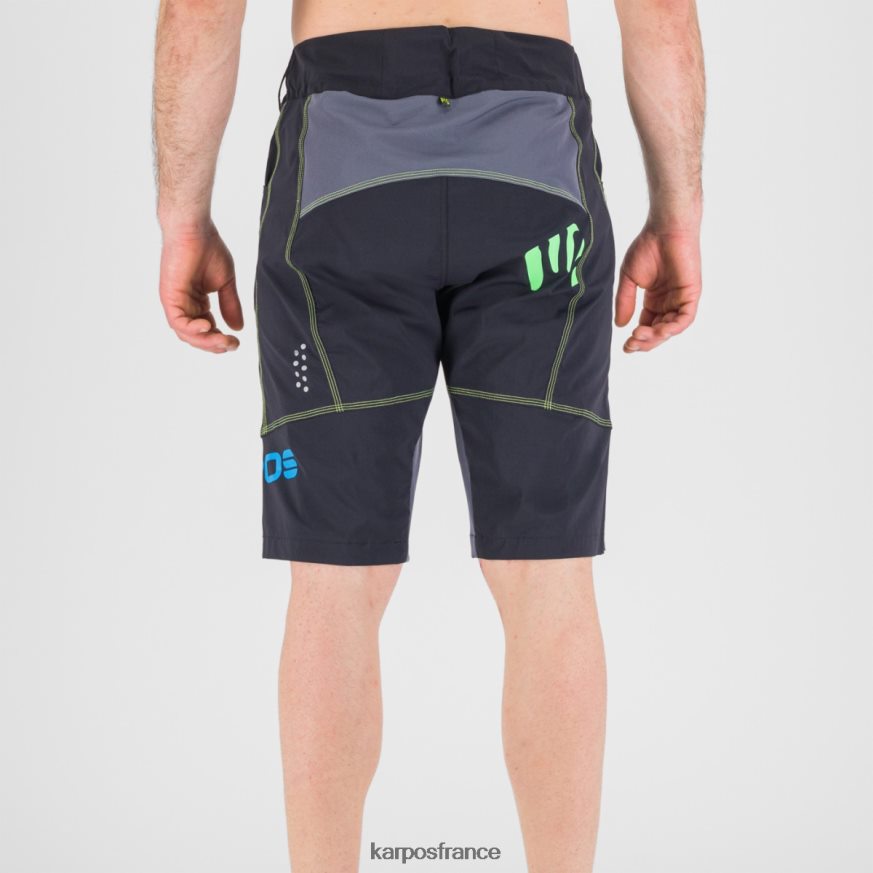 Hommes Karpos noir/bleu ombre/vert fluo short balistique evo 28PL68674