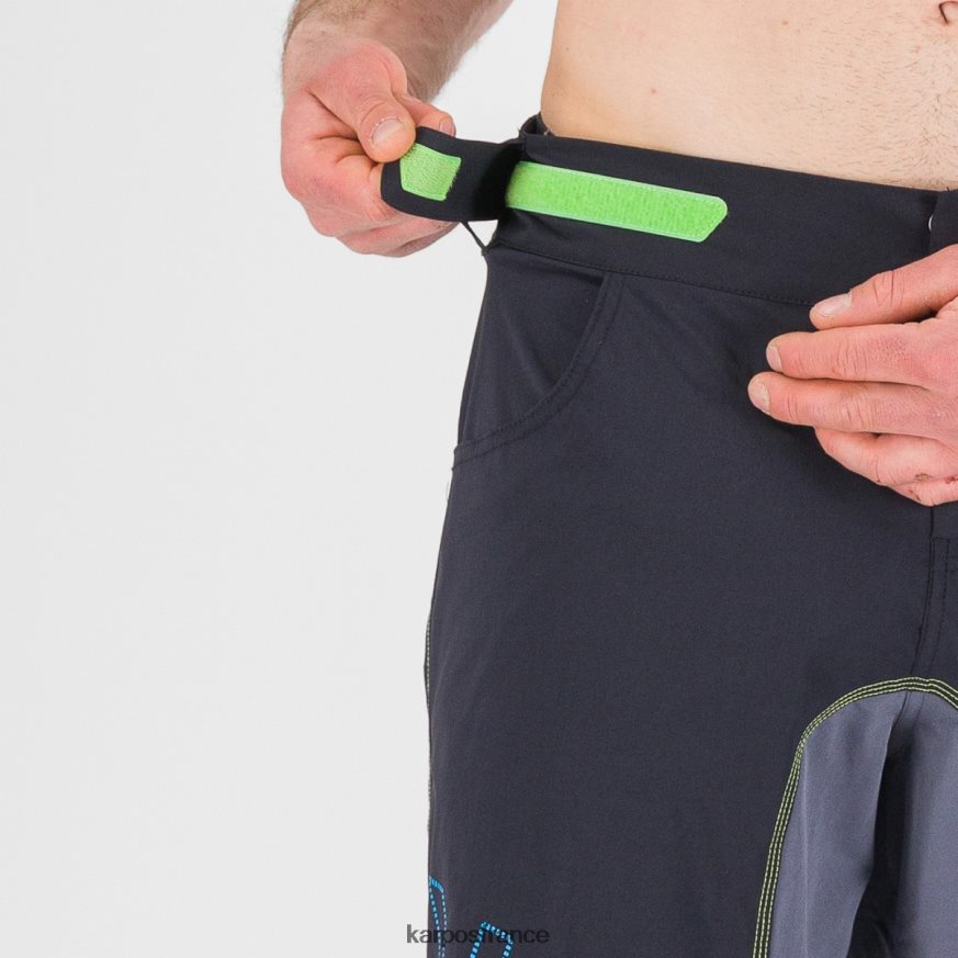 Hommes Karpos noir/bleu ombre/vert fluo short balistique evo 28PL68674