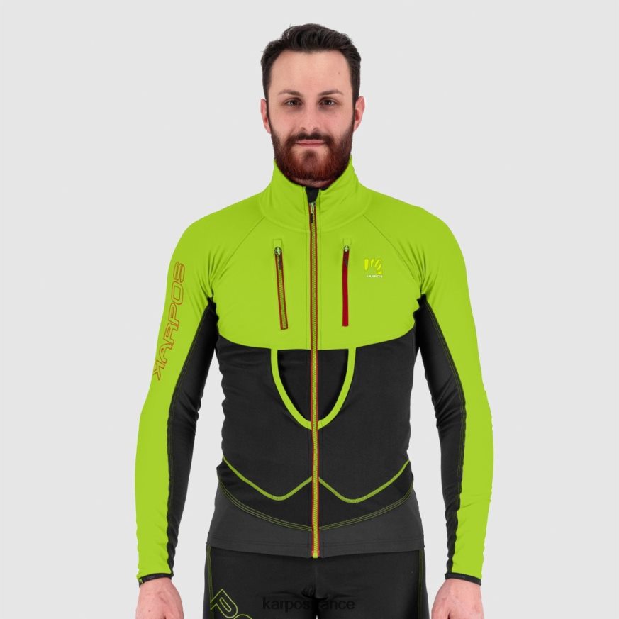 Hommes Karpos noir/vert citron veste alagna légère 28PL68131