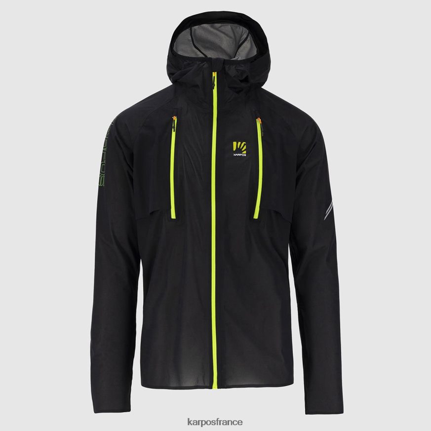 Hommes Karpos noir/vert fluo veste de pluie lavaredo 28PL6865