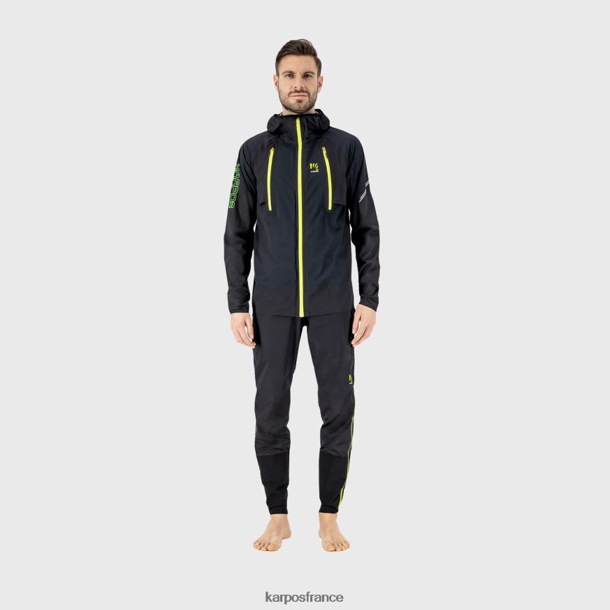 Hommes Karpos noir/vert fluo veste de pluie lavaredo 28PL6865