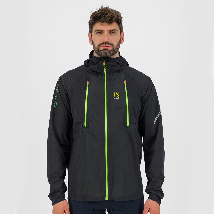 Hommes Karpos noir/vert fluo veste de pluie lavaredo 28PL6865