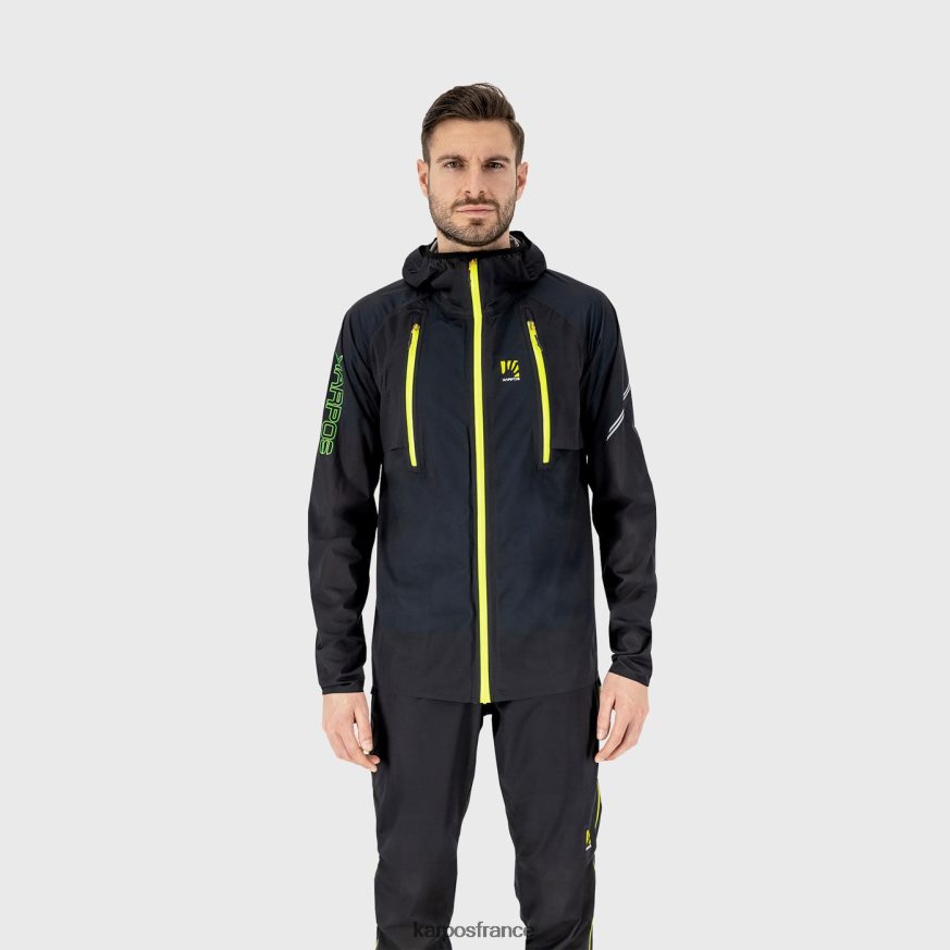 Hommes Karpos noir/vert fluo veste de pluie lavaredo 28PL6865