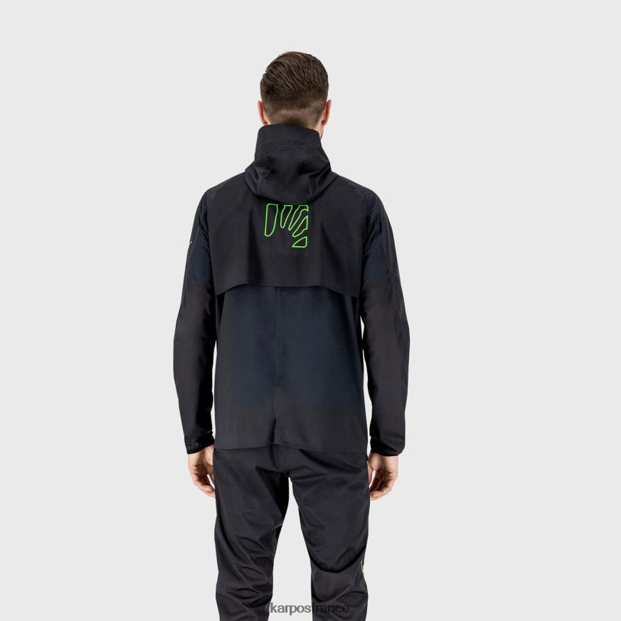Hommes Karpos noir/vert fluo veste de pluie lavaredo 28PL6865