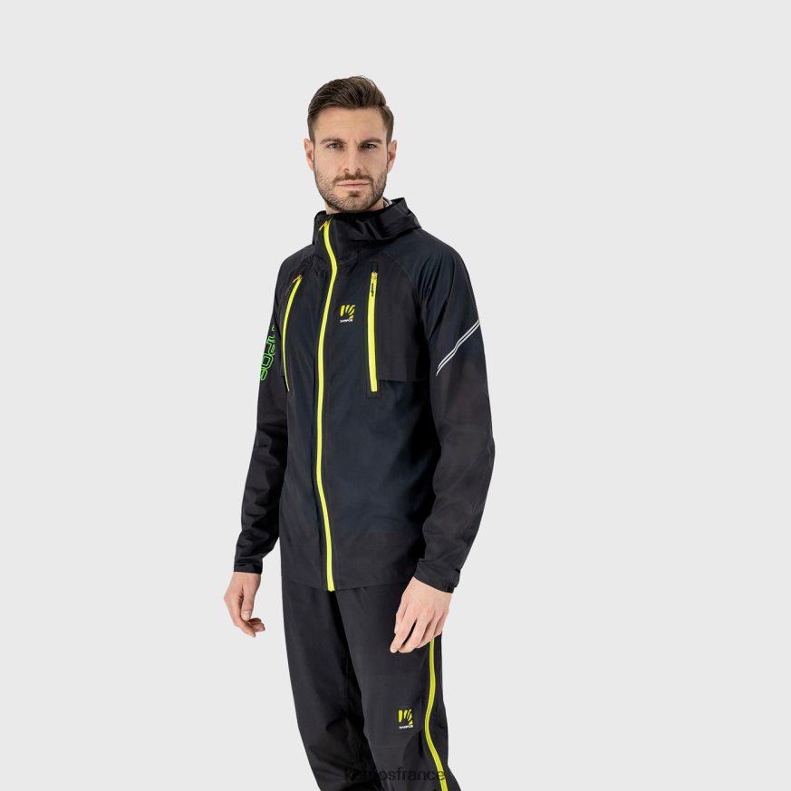 Hommes Karpos noir/vert fluo veste de pluie lavaredo 28PL6865