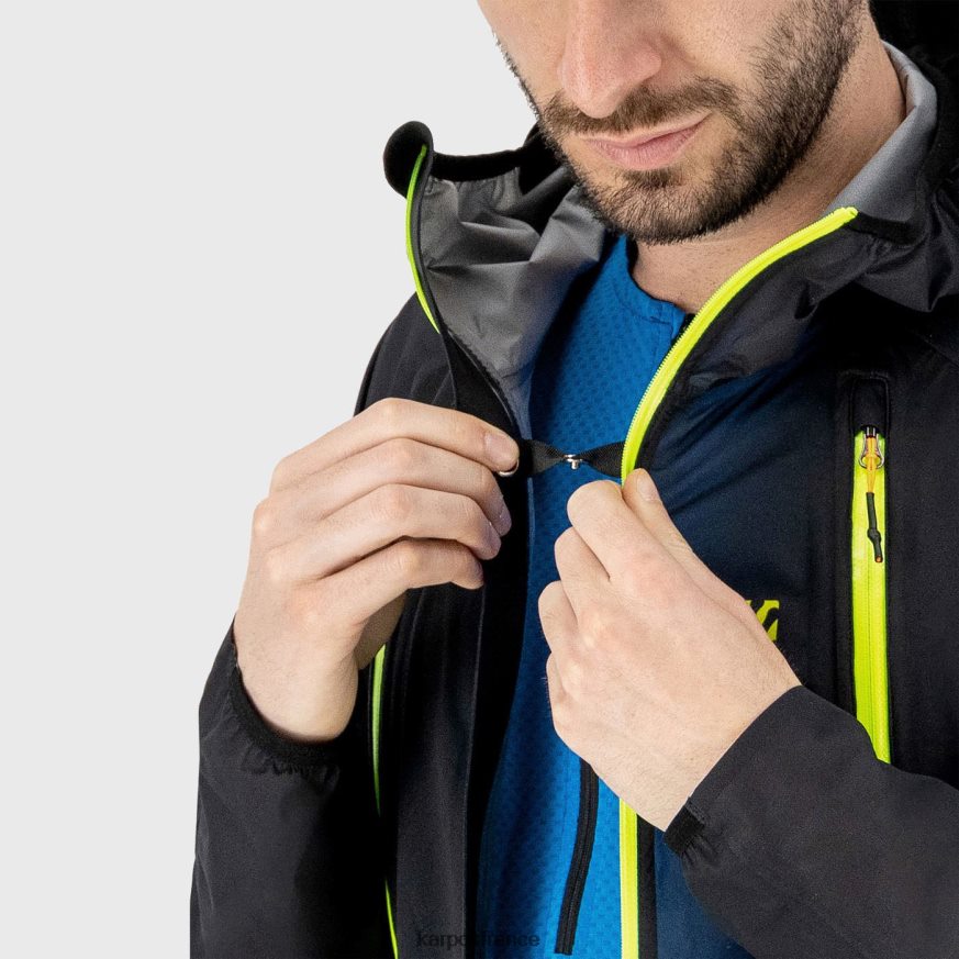 Hommes Karpos noir/vert fluo veste de pluie lavaredo 28PL6865