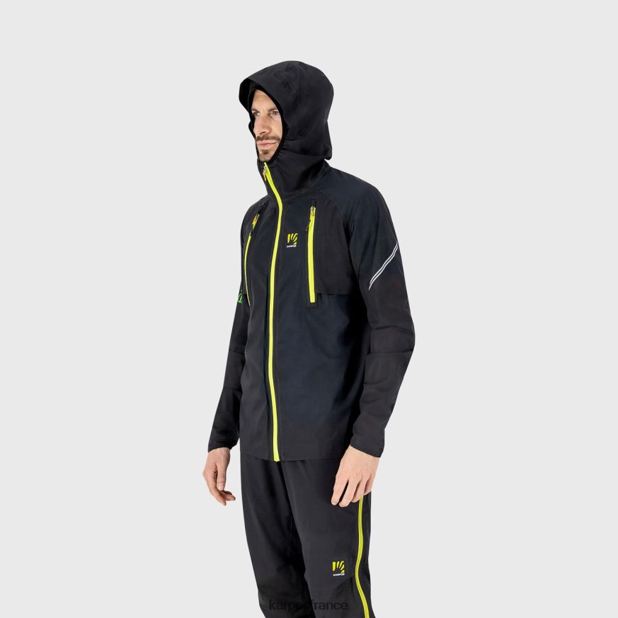 Hommes Karpos noir/vert fluo veste de pluie lavaredo 28PL6865