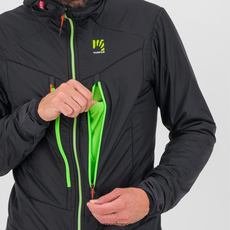 Hommes Karpos noir/vert jasmin veste hybride k-performance 28PL6862